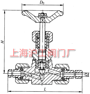 J21H、J21W 型 PN25 PN40 外螺紋截止閥外形及結(jié)構(gòu)尺寸示意圖
