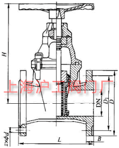 Z40X-10、Z40X-16 型彈性座封閘閥主要外形及結(jié)構(gòu)尺寸示意圖