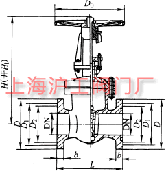 Z41Y 型 150(Lb)~600(Lb) 法蘭閘閥主要外形及結構尺寸示意圖